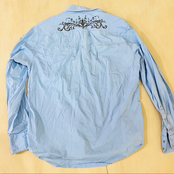 Men’s 7 Diamonds Blue Button down L/S Shirt SZ XL - Picture 2 of 4